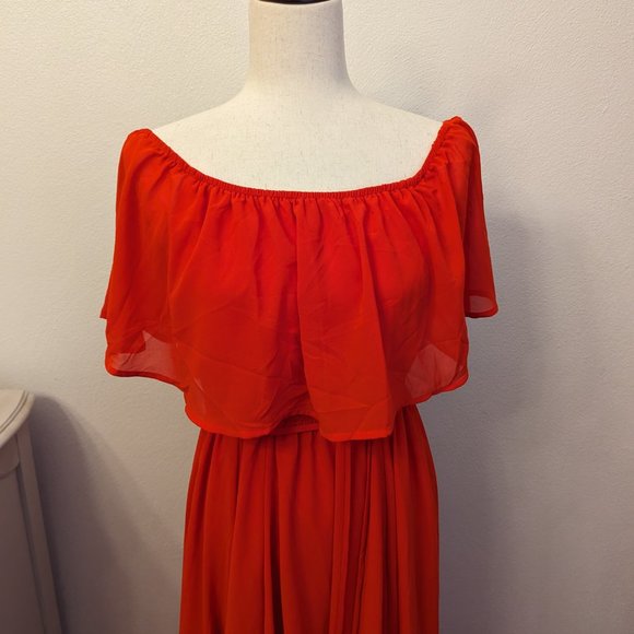 Sweet Lovely Ruffled Off The Shoulder Poppy Maxi Dress - Picture 6 of 8